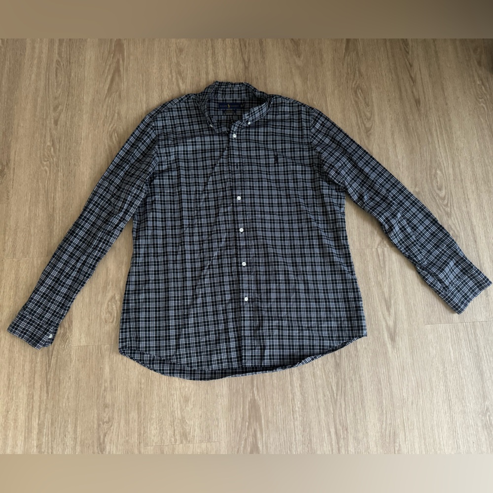 Ralph Lauren Black and Gray Plaid Button Down Shirt